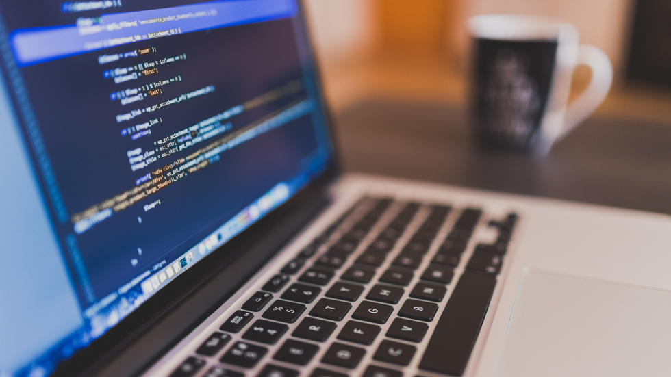 laptop with code , Digital factory